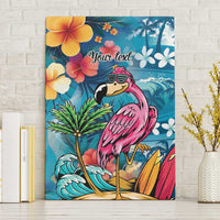 Hawaiian Flamingo Hibiscus Personalised Canvas Wall Art Blue Summer Tropical Flowers - Polynesian Pride