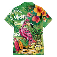 Hawaiian Flamingo Hibiscus Personalised Family Matching Puletasi and Hawaiian Shirt Green Summer Tropical Flowers - Polynesian Pride