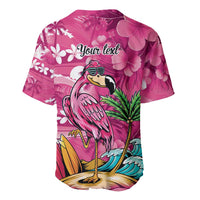 Hawaiian Flamingo Hibiscus Personalised Baseball Jersey Pink Summer Tropical Flowers - Polynesian Pride