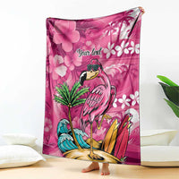 Hawaiian Flamingo Hibiscus Personalised Blanket Pink Summer Tropical Flowers - Polynesian Pride