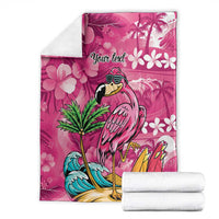 Hawaiian Flamingo Hibiscus Personalised Blanket Pink Summer Tropical Flowers - Polynesian Pride