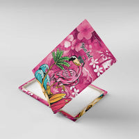 Hawaiian Flamingo Hibiscus Personalised Canvas Wall Art Pink Summer Tropical Flowers - Polynesian Pride