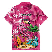 Hawaiian Flamingo Hibiscus Personalised Family Matching Tank Maxi Dress and Hawaiian Shirt Pink Summer Tropical Flowers - Polynesian Pride