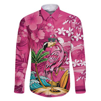 Hawaiian Flamingo Hibiscus Personalised Family Matching Tank Maxi Dress and Hawaiian Shirt Pink Summer Tropical Flowers - Polynesian Pride