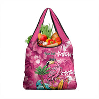 Hawaiian Flamingo Hibiscus Personalised Grocery Bag Pink Summer Tropical Flowers - Polynesian Pride