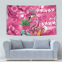 Hawaiian Flamingo Hibiscus Personalised Tapestry Pink Summer Tropical Flowers - Polynesian Pride