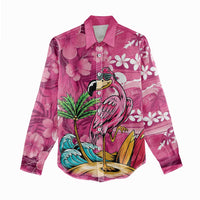 Hawaiian Flamingo Hibiscus Personalised Women Casual Shirt Pink Summer Tropical Flowers - Polynesian Pride