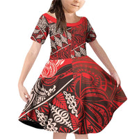 Vintage Ngatu Tribal Tonga Pattern Family Matching Off Shoulder Short Dress and Hawaiian Shirt - Polynesian Pride