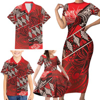 Vintage Ngatu Tribal Tonga Pattern Family Matching Short Sleeve Bodycon Dress and Hawaiian Shirt - Polynesian Pride