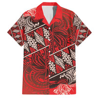 Vintage Ngatu Tribal Tonga Pattern Family Matching Tank Maxi Dress and Hawaiian Shirt LT9 Dad's Shirt - Short Sleeve Red - Polynesian Pride