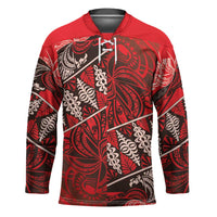Vintage Ngatu Tribal Tonga Pattern Hockey Jersey LT9 Unisex Red - Polynesian Pride