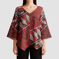 Vintage Ngatu Tribal Tonga Pattern Kimono Sleeve Blouse LT9 - Polynesian Pride