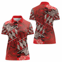 Vintage Ngatu Tribal Tonga Pattern Women Polo Shirt - Polynesian Pride
