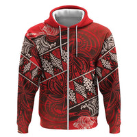 Vintage Ngatu Tribal Tonga Pattern Zip Hoodie - Polynesian Pride