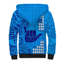 Personalised Strong Maui Sherpa Hoodie Good Living Hawaii with Shaka Sign Kakau Tribal Blue LT9 - Polynesian Pride