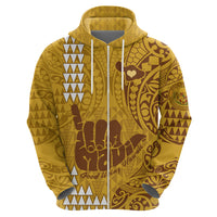 Strong Maui Hoodie Good Living Hawaii with Shaka Sign Kakau Tribal Gold LT9 - Polynesian Pride
