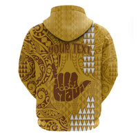 Personalised Strong Maui Hoodie Good Living Hawaii with Shaka Sign Kakau Tribal Gold LT9 - Polynesian Pride