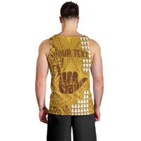 Personalised Strong Maui Men Tank Top Good Living Hawaii with Shaka Sign Kakau Tribal Gold LT9 - Polynesian Pride