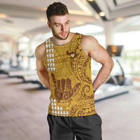 Personalised Strong Maui Men Tank Top Good Living Hawaii with Shaka Sign Kakau Tribal Gold LT9 - Polynesian Pride