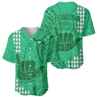Strong Maui Baseball Jersey Good Living Hawaii with Shaka Sign Kakau Tribal Green LT9 - Polynesian Pride