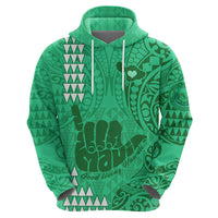 Strong Maui Hoodie Good Living Hawaii with Shaka Sign Kakau Tribal Green LT9 - Polynesian Pride