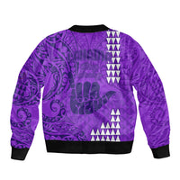 Strong Maui Bomber Jacket Good Living Hawaii with Shaka Sign Kakau Tribal Purple LT9 - Polynesian Pride