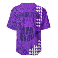 Personalised Strong Maui Baseball Jersey Good Living Hawaii with Shaka Sign Kakau Tribal Purple LT9 - Polynesian Pride