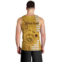 Personalised Maui Island Men Tank Top Kakau Tribal Mixed Polynesian Pattern Gold LT9 - Polynesian Pride