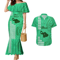 Maui Island Couples Matching Mermaid Dress and Hawaiian Shirt Kakau Tribal Mixed Polynesian Pattern Green LT9 Green - Polynesian Pride