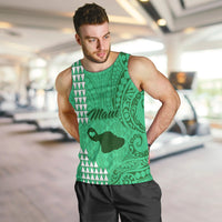 Maui Island Men Tank Top Kakau Tribal Mixed Polynesian Pattern Green LT9 - Polynesian Pride