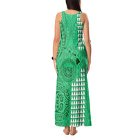 Personalised Maui Island Tank Maxi Dress Kakau Tribal Mixed Polynesian Pattern Green LT9 - Polynesian Pride