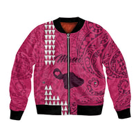 Personalised Maui Island Bomber Jacket Kakau Tribal Mixed Polynesian Pattern Pink LT9 Unisex Pink - Polynesian Pride