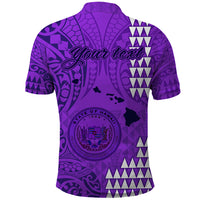 Personalised Maui Island Polo Shirt Kakau Tribal Mixed Polynesian Pattern Purple LT9 - Polynesian Pride
