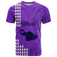Personalised Maui Island T Shirt Kakau Tribal Mixed Polynesian Pattern Purple LT9 Purple - Polynesian Pride
