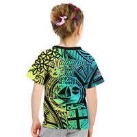 Malampa Fiji Day Kid T Shirt Vanuatu Sand Drawing With Polynesian Pattern LT9 - Polynesian Pride