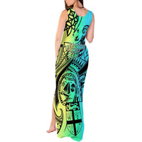 Malampa Fiji Day Tank Maxi Dress Vanuatu Sand Drawing With Polynesian Pattern LT9 - Polynesian Pride