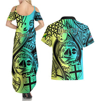 Personalised Malampa Fiji Day Couples Matching Summer Maxi Dress and Hawaiian Shirt Vanuatu Sand Drawing With Polynesian Pattern LT9 - Polynesian Pride