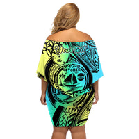 Personalised Malampa Fiji Day Off Shoulder Short Dress Vanuatu Sand Drawing With Polynesian Pattern LT9 - Polynesian Pride