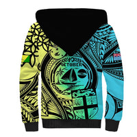 Personalised Malampa Fiji Day Sherpa Hoodie Vanuatu Sand Drawing With Polynesian Pattern LT9 - Polynesian Pride