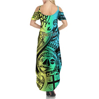 Personalised Malampa Fiji Day Summer Maxi Dress Vanuatu Sand Drawing With Polynesian Pattern LT9 - Polynesian Pride