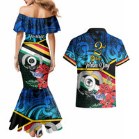 Torba Vanuatu Couples Matching Mermaid Dress and Hawaiian Shirt Sand Drawing With Polynesian Pattern LT9 - Polynesian Pride