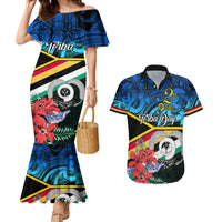 Personalised Torba Vanuatu Couples Matching Mermaid Dress and Hawaiian Shirt Sand Drawing With Polynesian Pattern LT9 Black - Polynesian Pride