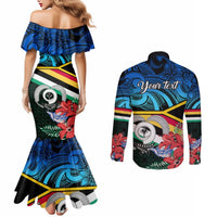 Personalised Torba Vanuatu Couples Matching Mermaid Dress and Long Sleeve Button Shirts Sand Drawing With Polynesian Pattern LT9 - Polynesian Pride