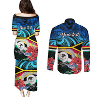 Personalised Torba Vanuatu Couples Matching Puletasi Dress and Long Sleeve Button Shirts Sand Drawing With Polynesian Pattern LT9 - Polynesian Pride