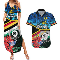 Personalised Torba Vanuatu Couples Matching Summer Maxi Dress and Hawaiian Shirt Sand Drawing With Polynesian Pattern LT9 Black - Polynesian Pride