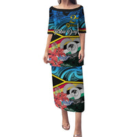 Personalised Torba Vanuatu Puletasi Sand Drawing With Polynesian Pattern LT9 Long Dress Black - Polynesian Pride