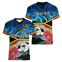 personalised-torba-vanuatu-women-v-neck-t-shirt-sand-drawing-with-polynesian-pattern