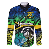 Malampa Day Family Matching Puletasi Dress and Hawaiian Shirt Vanuatu Flowers with Malampa Emblem Tribal Pattern LT9 Dad's Shirt - Long Sleeve Black - Polynesian Pride