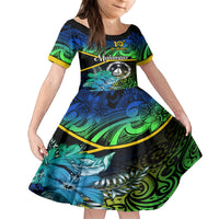 personalised-malampa-day-kid-short-sleeve-dress-vanuatu-flowers-with-malampa-emblem-tribal-pattern