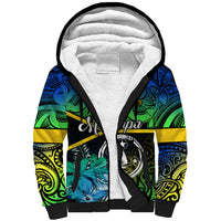 Personalised Malampa Day Sherpa Hoodie Vanuatu Flowers with Malampa Emblem Tribal Pattern LT9 Unisex Black - Polynesian Pride